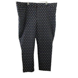 The Limited Slacks Size 24W Geometric Print Black Pants Business Casual Stretch
